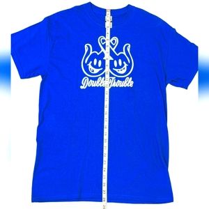 Gildan Double Trouble Size Med Blue And White Middle Fingers Adult Humor NWOT